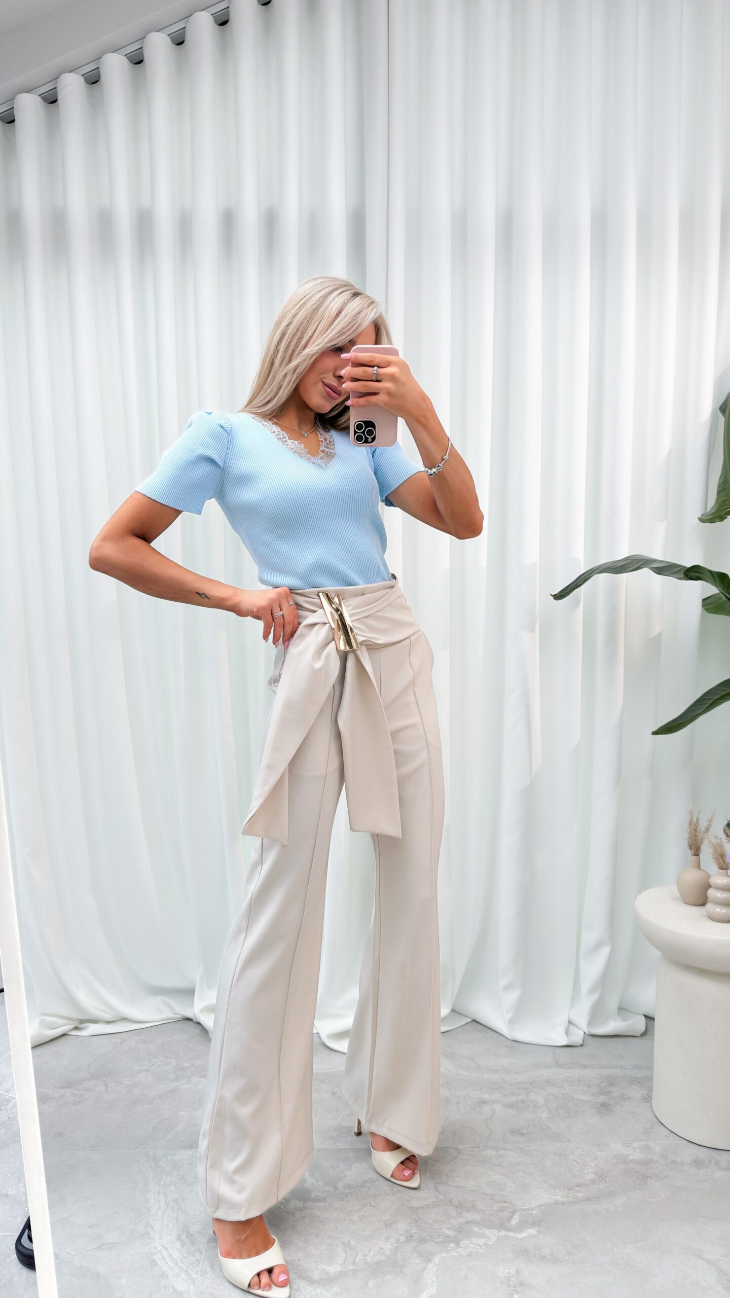 Spodnie Palazzo Jasny Beż